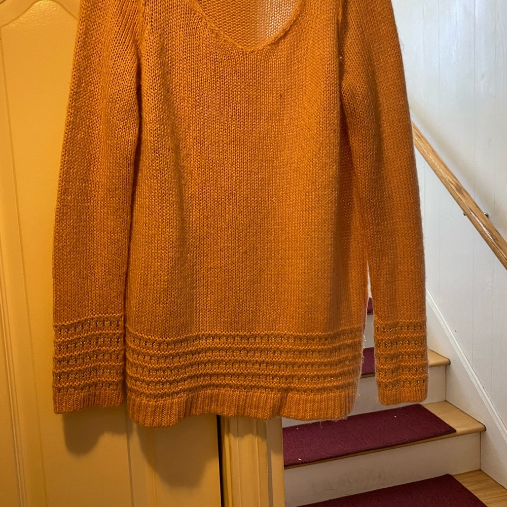 LC Lauren Conrad Orange Sweater with Decorative silver hem